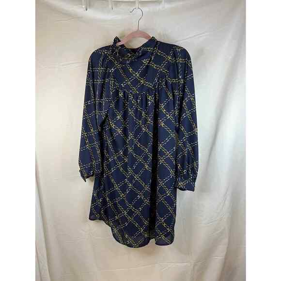 Who What Wear Blue Chain Design Turtle Neck Dress - Small - Picture 2 of 4